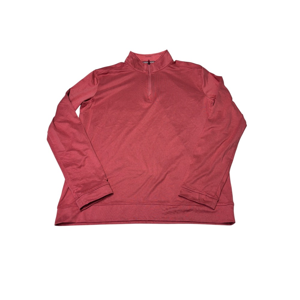 Southern Tide Mens Small Red Heathered Quarter Zip Performance Pullover Sweater